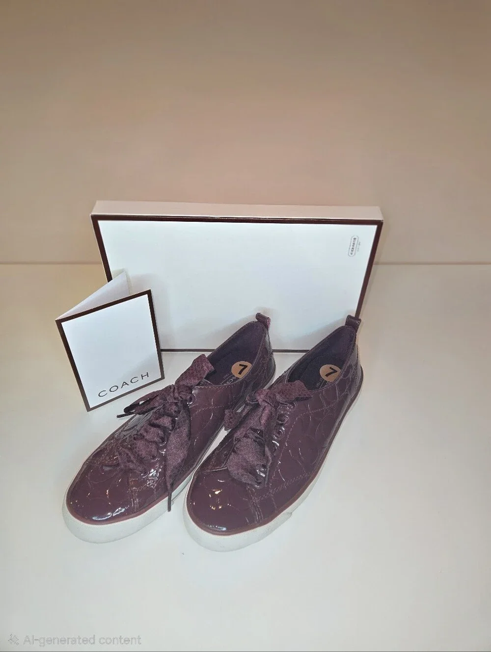 Coach Women’s Burgundy Patent Leather Sneakers
